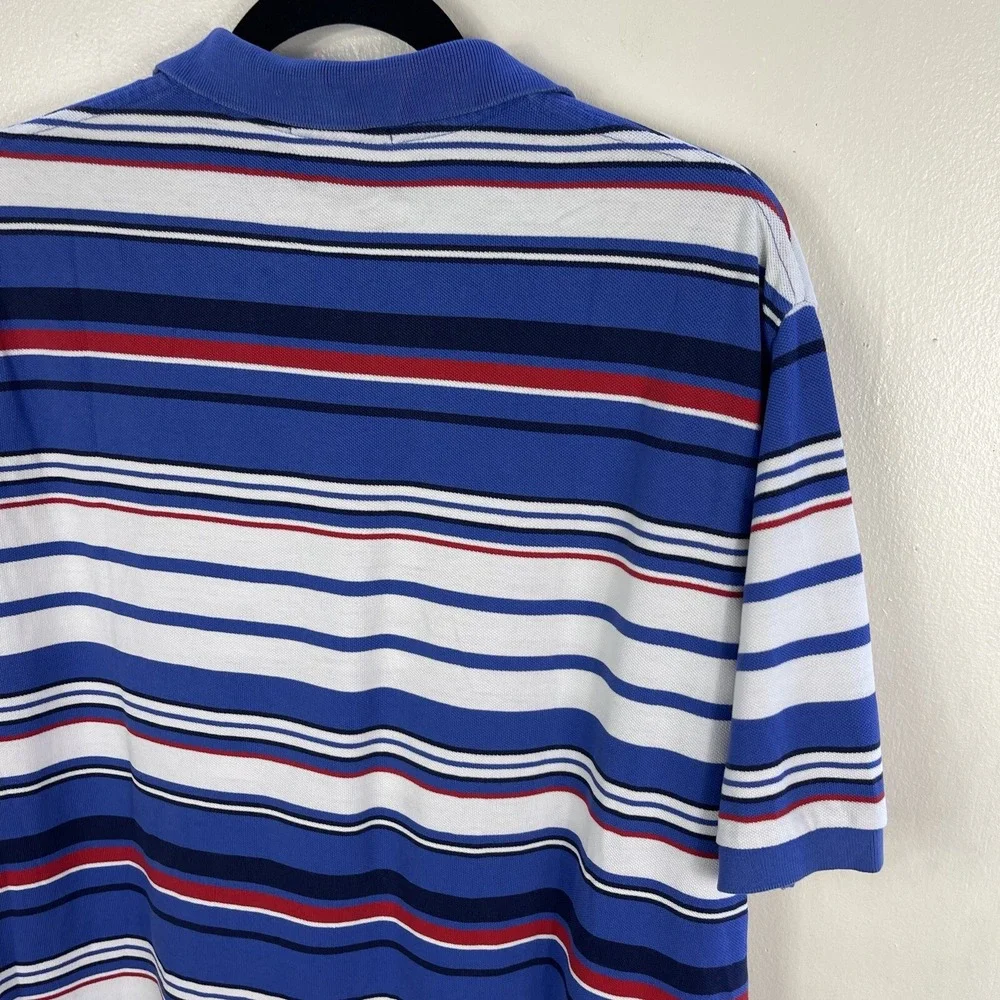 Polo Ralph Lauren Shirt Mens Large Blue White Striped Short Sleeve Top‎ Cotton
